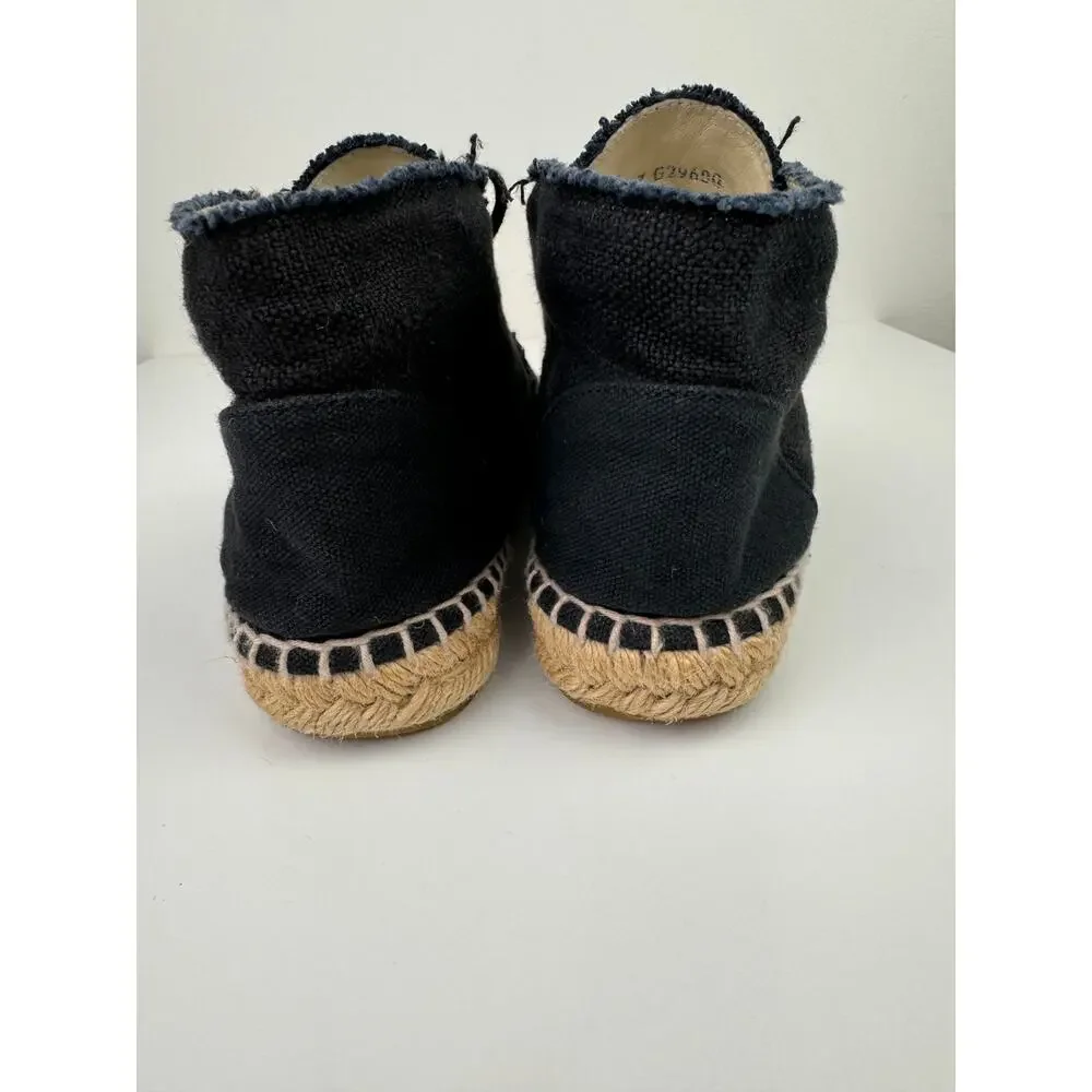 CHANEL Womens Black Canvas High Top Lace Up Espadrille Sneakers Sz EU 37 US 6.5 - Picture 7 of 13